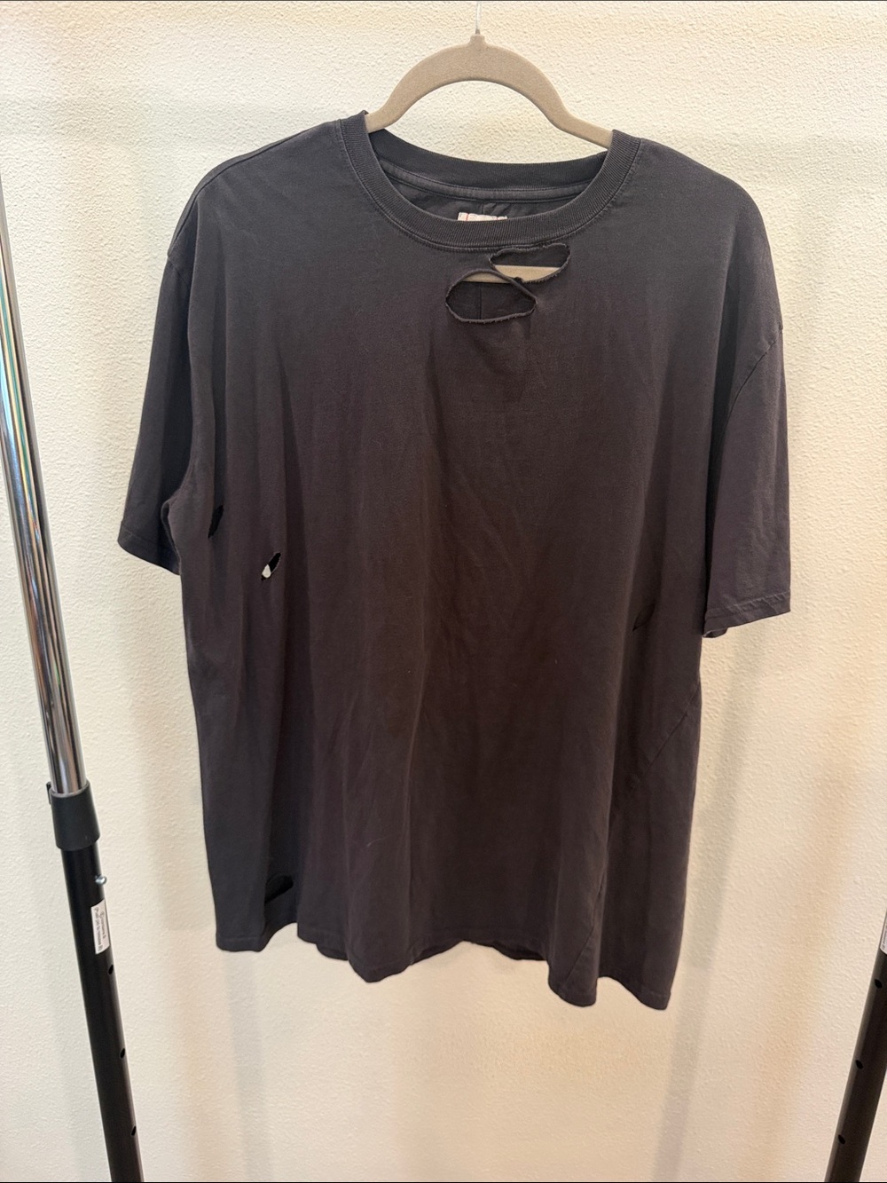 BDG Black Distressed Short Sleeve Crewneck Tee